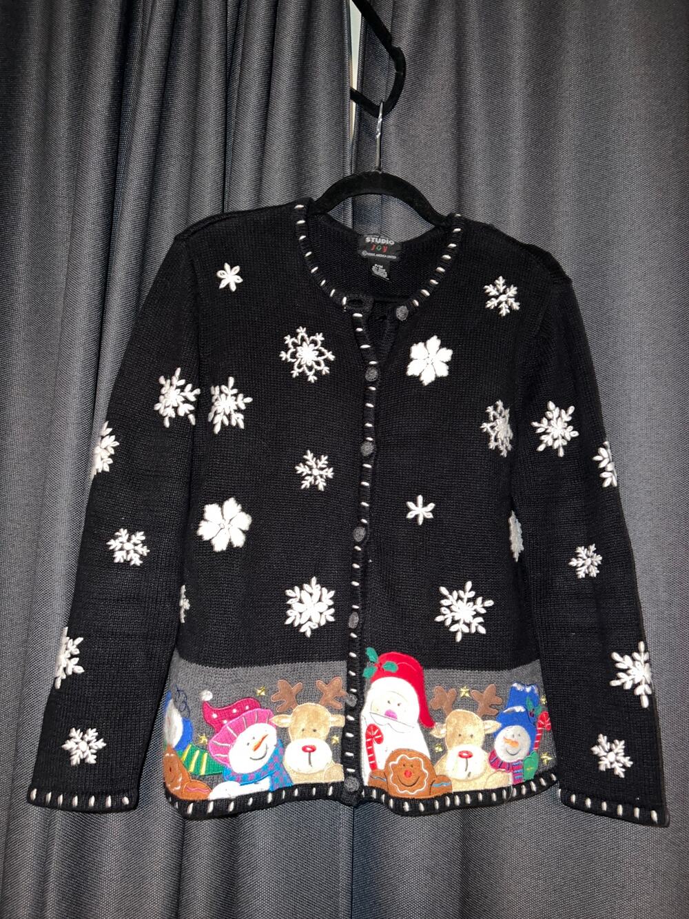 Ugly Christmas Sweater Xmas Vintage Cardigan Size medium petite